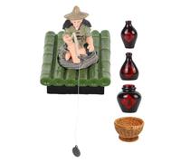 Décoration D’aquarium Flottante Pêcheur Ancien Vert, Figurine Réaliste | Pvc Métal Écume, Modèle Radeau Bambou, pour Bassin et Aquarium Léger, Flottant, Immersion Prolongée