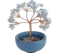 Décoration d’Arbre de Cristal de guérison Aigue-Marine, Arbre de Chakra en Cristal de Fil de cuivre, Cadeaux d’Arbre en Cristal Faits à la Main Reiki, adapté à la décoration de la Maison (Bleu)