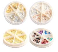 Décoration D’ongles en Alliage Métallique, 4 Boîtes pour Manucure | Motif 3d Multicolore Doré et Mat, Application Facile, pour Femmes et Dames, Usage Manuel