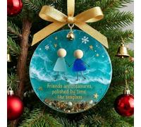 Décoration d'amitié en verre de mer avec cloche, souvenir d'art fait à la main avec message réconfortant - Décoration d'amitié unique en verre de mer - Pendentif en verre de mer - Décoration