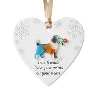 Décoration d'amitié en verre de mer en forme de cœur, cadeau d'amitié pour femme, arbre de Noël plat en acrylique 2D à suspendre, cadeau de remerciement, pendentif d'amour pour meilleurs amis (chien)