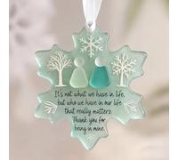 Décoration d'amitié en verre de mer en forme de flocon de neige, inspiré de la côte, cadeau de maison, arbre de Noël, art du verre de mer pour meilleurs amis (1)