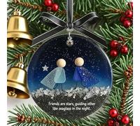 Décoration d'amitié ronde en verre de mer, cadeau d'amitié pour femme, décoration intemporelle Friendshi-p, ornements à suspendre pour arbre de Noël, cadeau de remerciement, pendentif d'amour