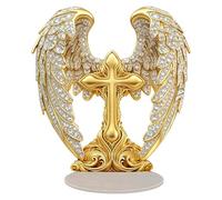 Décoration d'ange pour bureau avec ailes travaillées dans un style bohème élégant, matériau acrylique de qualité supérieure comme accessoire d'intérieur (doré, taille unique)
