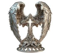 Décoration d'ange pour bureau avec ailes travaillées dans un style bohème élégant, matériau acrylique de qualité supérieure comme accessoire d'intérieur (gris, taille unique)