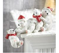 Décoration d'angle de table de Noël mini sculpture en résine d'ours polaire blanc de Noël ours polaire assis figurines de gnomes