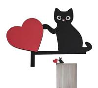 Décoration d'angle pour la Saint-Valentin, décoration de porte pour les amateurs de chats, décorations de porte en bois en forme de cœur, panneaux de porte pour la maison, chat et cœur