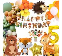 Décoration d'anniversaire 5 ans, thème jungle pour enfants, couleur orange et marron avec joyeux anniversaire