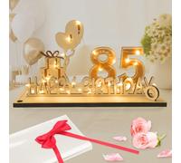 Décoration d'anniversaire 85 ans Nœud papillon, papier cadeau, panneau bois, livre d'or Guirlande LED