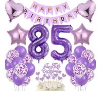 Décoration d'anniversaire 85 ans pour homme et femme - Décoration de gâteau pour 85e anniversaire femme - Violet - 85 ans - Décoration d'anniversaire - Ballon 85 ans - 85 ans - Décoration