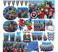 Décoration d'anniversaire Avengers, vaisselle sur le thème Marvel, gobelets, assiettes, bannière de fond, ballons de super-héros, sacs cadeaux, fournitures pour fête d'enfants 12pcs gift bags