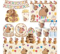 Décoration d'anniversaire Capybara, carte d'invitation d'anniversaire, tasse, nappe, assiette, serviette, affiche, réception-cadeau pour bébé, cadeaux d'anniversaire pour fille books-10pcs