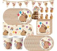 Décoration d'anniversaire Capybara, vaisselle, nappe, assiette, serviette, carte d'invitation, ballon, affiche, cadeaux pour fête de naissance ou d'anniversaire 7pcs balloon 2