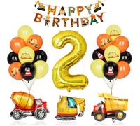 Décoration d'anniversaire chantier construction Numéro 2 - Noir jaune orange - 32 x 23 x 2 5 cm - Caoutchouc