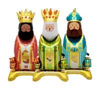 Décoration d'anniversaire en forme de roi - Feuille d'aluminium - 45 x 90 cm - Lot de 3 ballons de fête - Couronne autoportante - Grande figurine gonflable de Noël, d'entreprise, remise de diplôme