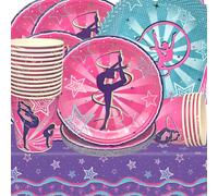 Décoration d'anniversaire gymnastique Doyomtoy - Ensemble de vaisselle de fête pour fille - Assiettes, tasses, serviettes pour fête d'anniversaire - Décoration de fête pour 20 invités