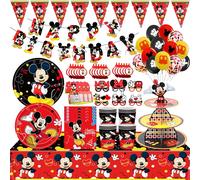 Décoration d'anniversaire Mickey, vaisselle, assiette, gobelet, serviette, nappe, ballon Mickey Mouse, bannière de fond, guirlande, fournitures pour fête d'enfants Balloons set6