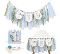 Décoration d'anniversaire One Silly Gooses pour garçon, bannière de chaise haute de 80 pouces avec chapeau fête et décoration gâteau, décorations 1er anniversaire pour garçon Décorations