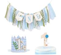 Décoration d'anniversaire One Silly Gooses pour garçon, bannière pour chaise haute de 203 cm avec chapeau de fête et décoration gâteau, décorations pour premier anniversaire garçon