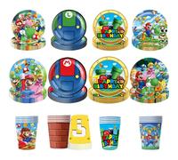 Décoration d'anniversaire pour enfants, vaisselle jetable, gobelets, assiettes, ballons Super Mario, cadeaux de fête d'anniversaire, jouets Cup-10PCS-3