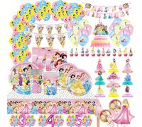 Décoration d'anniversaire princesse Ballons ensemble vaisselle tasses assiettes nappe bannière fille princesse fournitures de fête d'anniversaire pour les enfants 10pcs cards
