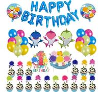 Décoration d'anniversaire requin, ensemble de ballons en latex, bannière Happy Birthday, animaux marins, requin, ballons en aluminium, kit de décoration de fête, avantages pour enfants, garçons