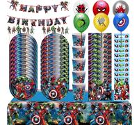 Décoration d'anniversaire Super-héros Marvel pour garçon, thème Avengers, gobelets, assiettes, ballons, bannière Joyeux Anniversaire, sacs cadeaux, fournitures de fête pour enfants 5Pcs Balloons Set