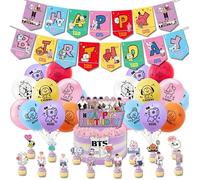 Décoration d'anniversaire Thème BTS,Gâteau Cupcake Toppers Bannière Décorations de Fête Accessoires pour Enfants Fans