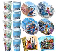 Décoration d'anniversaire Zootopia : Officier Lapin et Nick Renard - Vaisselle, Gobelets, Assiettes, Serviettes, Ballons, Bannière, Porte-clés, Cartes badge style1