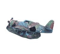Décoration d'aquarium d'avion de chasse | Ornement en résine d'aquarium avec ruines sous-marines | Modèle réaliste d'avion coulé pour paysages aquatiques, accessoires d'aquarium de poissons