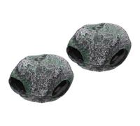Décoration D'aquarium en Résine à Trois Trous, Lot de 2 | Aspect Réaliste, Cachette pour Petits Poissons, Usage sur Bureau la Maison, Entretien Simple