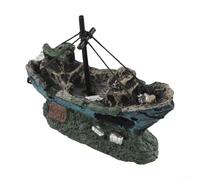 Décoration d'aquarium en résine en forme de navire de guerre offrant des chambres de ventilation et un aménagement paysager décoratif pour aquariums de poissons et de crevettes (08 petits navires)