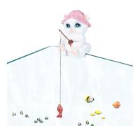 Décoration d'aquarium - Ornement de chat de pêche pour l'aménagement paysager d'aquarium | Statue de chat miniature en résine à suspendre | Décoration créative de réservoir d'eau pour les amateurs