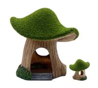 Décoration d'aquarium - Ornement de cottage en résine avec champignons, Décoration d'aménagement paysager d'aquarium, Ornements en résine d'aquarium avec paysages en pierre, Maison vide pour reptiles,