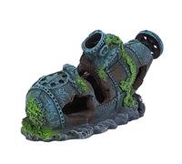 Décoration D'aquarium, Simulation Artificielle Naufrage des Plantes d'eau Reptiles Cachette House Bêta Poisson Aquariums Accessoires de Poisson Décor de Poisson Box Ornement de
