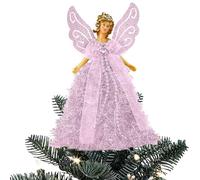 Décoration d'arbre d'ange - Décoration d'arbre de Noël élégante de 20,3 cm avec ailes - Magnifiques vêtements - Ornements pour le sommet de sapin de Noël - Ornement pour le sommet de sapin de Noël