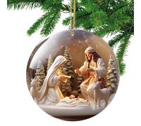 Décoration d'arbre de crèche, décoration de Noël - Pendentif décoratif de voiture - Ornements religieux 2D en acrylique pour sapin de Noël - Décoration de crèche suspendue pour décorations de Noël