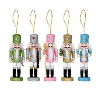 Décoration d'arbre de Noël - 6 Décorations d'arbre de Noël Scintillantes Set Glitter, Figures de colorées Collighing Nutcracker Soldiers | Pendentif décoration de Table Murale pour la fête de N