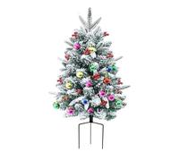 Décoration d'arbre de Noël 75 cm Piquet givré de neige Décoration extérieure avec lumières intégrées pour jardin, porche, fêtes, appartements et maison - Fête des mères et sentiers