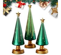 Décoration d'arbre de Noël de table, 3 pièces de décorations de Noël | Figurine d'arbre avec étoile en résine artificielle - pour décoration de fête d'hiver pour maison intérieure et table