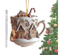 Décoration d'arbre de Noël - Décoration de maison en forme de tasse en 2D | Décoration de sapin de Noël festive avec de jolis motifs, matériau en plastique plat avec suspension