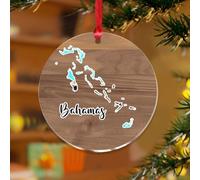 Décoration d'arbre de Noël des Bahamas - Paysage urbain - Illustration - Œuvre d'art élégante souvenir - Disques en acrylique transparent - Impression artistique - Cadeau de Noël - Décoration d'arbre
