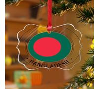 Décoration d'arbre de Noël du Bangladesh - Drapeau de la ville - Souvenir international de ferme - Disques en acrylique transparent - Carte d'État du monde - Drapeau souvenir pour décoration d'arbre