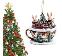 Décoration d'Arbre de Noël en Acrylique | Pendentif Maison de Neige en Forme de Tasse à Café 2D - Décoration Festive Et Saisonnière Pour Intérieur De Voiture Porte Sac À Dos Bibliothèque Chevet Chemin