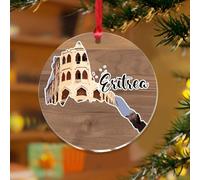 Décoration d'arbre de Noël en Érythrée - Image de la ville - Peinture décorative souvenir - Disques en acrylique transparent - Affiche du monde urbain - Pendentif multicolore coloré pour décoration