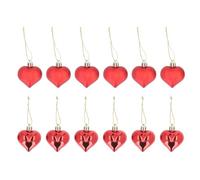 Décoration d'arbre de Noël en Forme de cœur - Décorations romantiques à Suspendre pour Noël, fête de Mariage, décoration de Vacances, Plastique galvanisé, Ensemble de 12 pièces (Rouge)