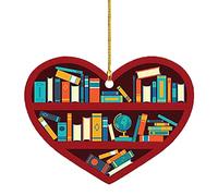 Décoration d'arbre de Noël en forme de cœur pour amoureux des livres - Pendentif à suspendre - Décoration pour le Nouvel An 2023