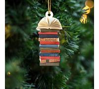 Décoration d'arbre de Noël en forme de livre pour les amateurs de livres, pendentif en acrylique pour elle, bibliothécaire, décoration de Noël vintage