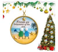 Décoration d'arbre de Noël - Ornement d'amitié sur le thème de la plage | Costriste acrylique 2D pour affichage de vacances | Décoration suspendue saisonnière pour la maison familiale de la f