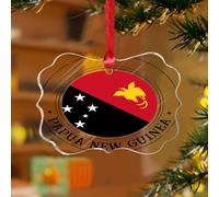 Décoration d'arbre de Noël Papouasie-Nouvelle-Guinée Drapeau international rustique souvenir en acrylique transparent Disques Amérique Pays européens Afrique Drapeaux Pendentif pour décoration d'arbre